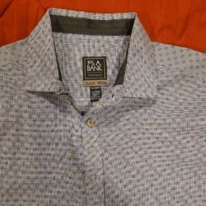 Jos. A. Bank Men's White and Blue Patterned Shirt